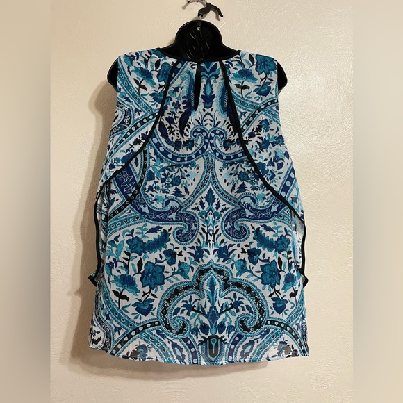 ALYX, size 1X, blue, teal, black, and white dressy tank. - Picture 7 of 9